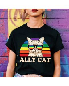 LGBT Ally Cat Shirt, Funny LGBTQ Gift Idea Rainbow Cat Shirt