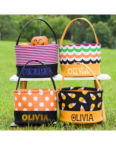 Personalized Halloween Basket with Name, Halloween candy bag