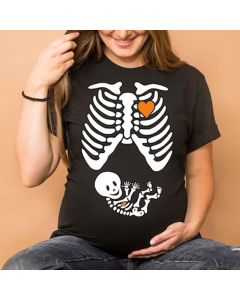 Skeleton Maternity Halloween T-shirt, Halloween Pregnancy Shirt 